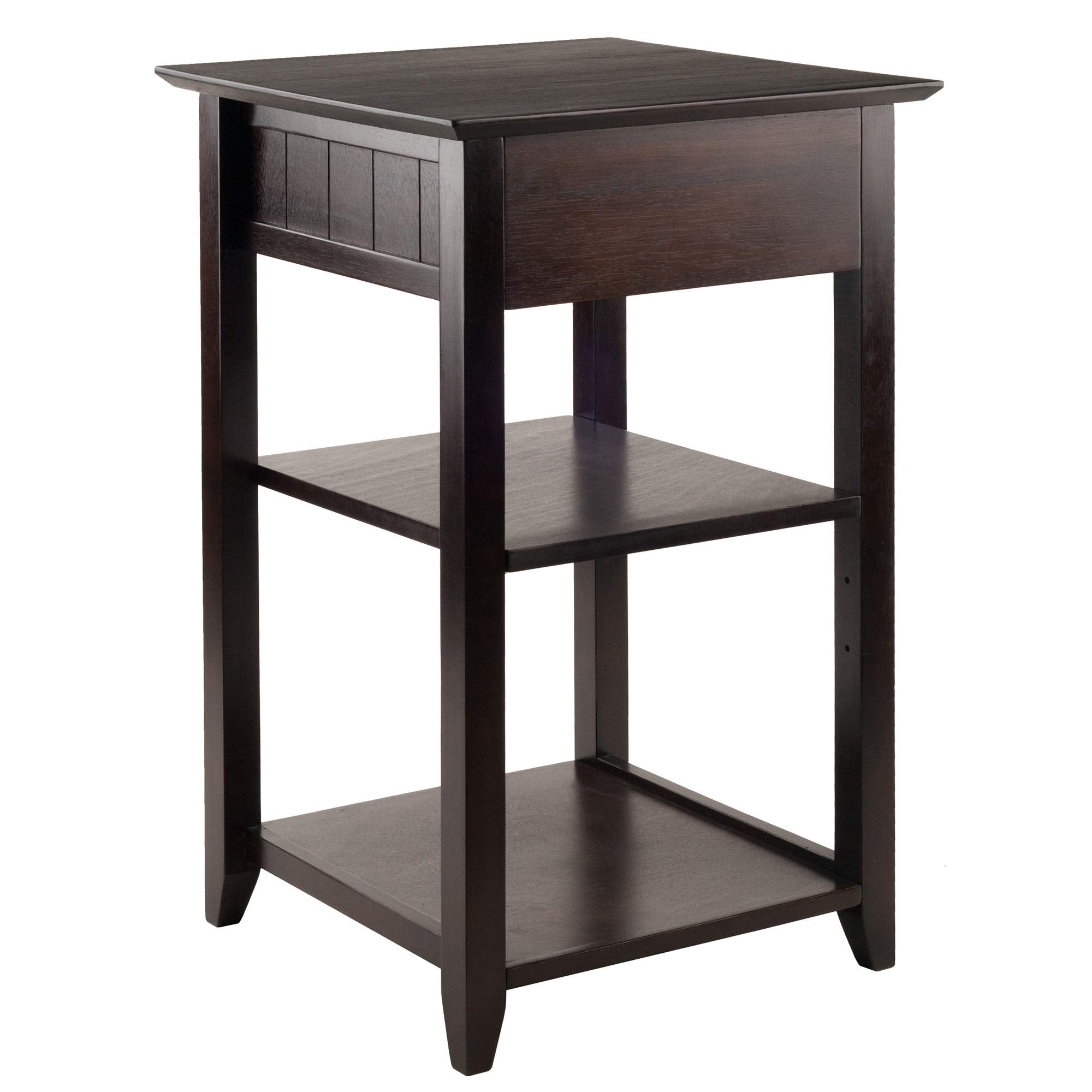 Ergode Wood Burke Home Office Printer Stand | Cottage Style Design | Adjustable Center Shelf | Ample Storage Space | Dark Coffee Finish | 19.84' W x 19.84' D x 31.1' H (23121-VV)