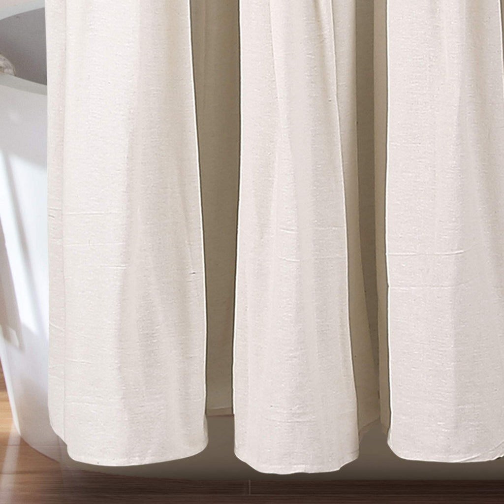 Lush Decor Linen Button Shower Curtain, 72'' W X 84'' L, Linen - Rustic Extra Long Shower Curtain - Color Block Bath Curtain Wit