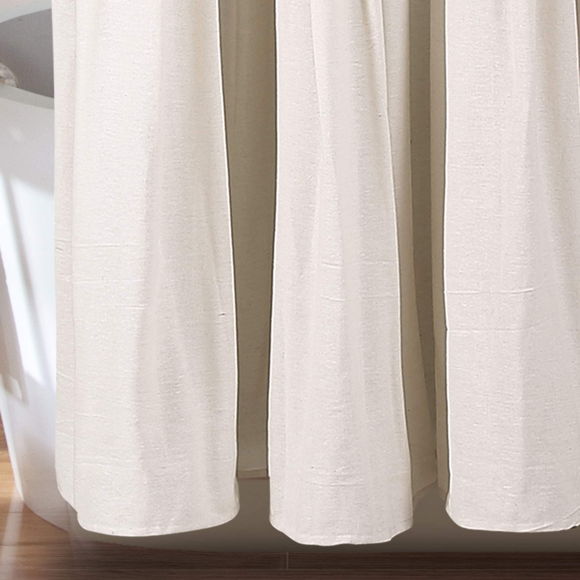 Lush Decor Linen Button Shower Curtain, 72'' W X 84'' L, Linen - Rustic Extra Long Shower Curtain - Color Block Bath Curtain Wit