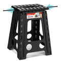 Acstep Folding Step Stool 17.5 Inch Heavy Duty Step Stool Foldable For Adults And Kids, Collapsible Stepping Stool With Handle, Non Slip Folding Stools For Kitchen Hold Up To 400Lbs (Black 1Pc)