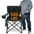Sunnyfeel Xl Oversized Camping Chair, Folding Camp Chairs For Adults Heavy Duty Big Tall 500 Lbs, Padded Portable Quad Arm Lawn Chair With Pocket For Outdoor/Picnic/Beach/Sports