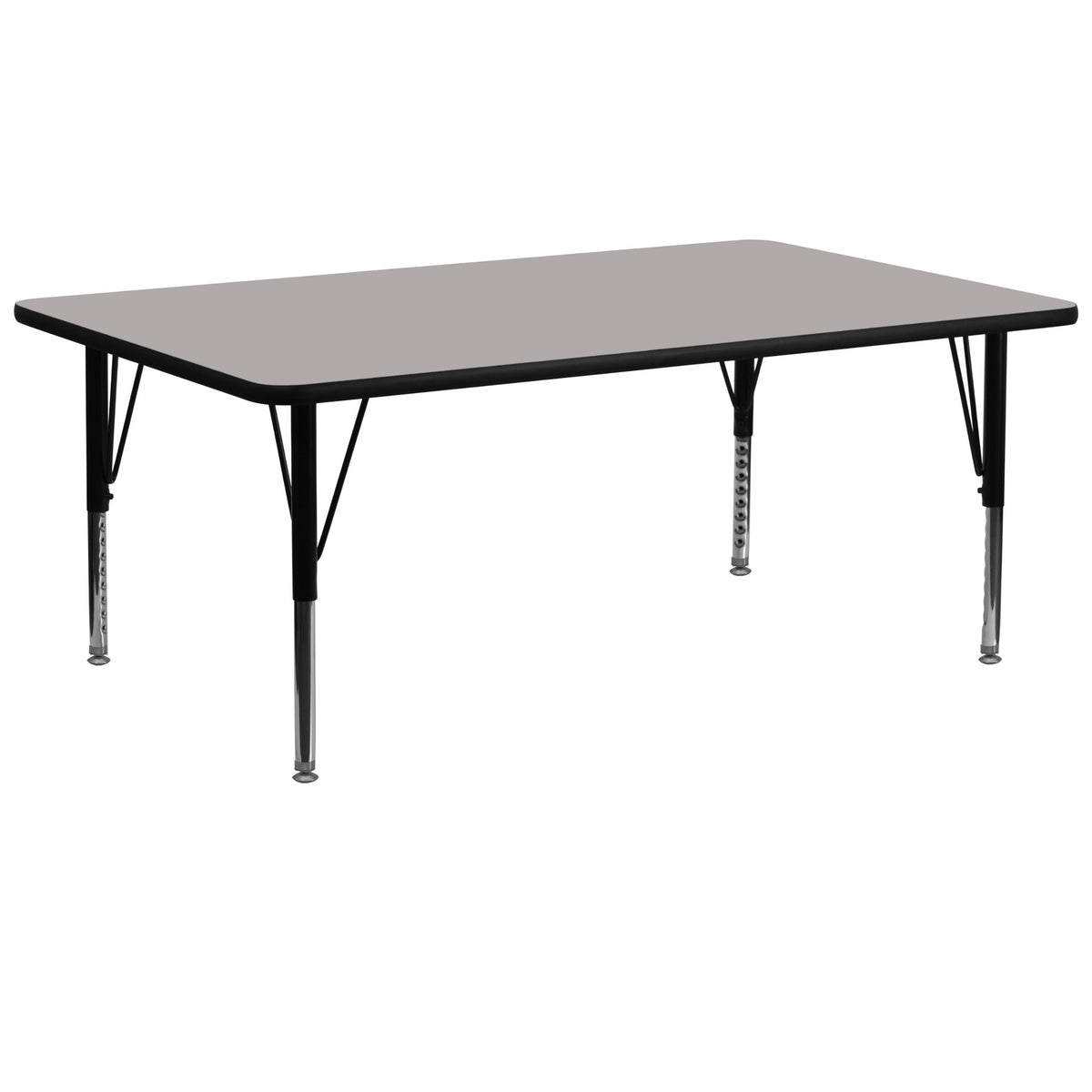 Flash Furniture Wren 30''W x 72''L Rectangular Grey HP Laminate Activity Table - Height Adjustable Short Legs