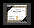 Creative Picture Frames 13.5x15.5 Classic Black Diploma Frame with Black Mat Glass Easel and Installed Wall Hangers | Frame Hold