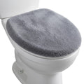 DOPENSPI Gray Microfiber Toilet Lid Cover, Non-Slip Soft Toilet Cover Adjustable Toilets Seat Covers Absorbent Machine Washable 