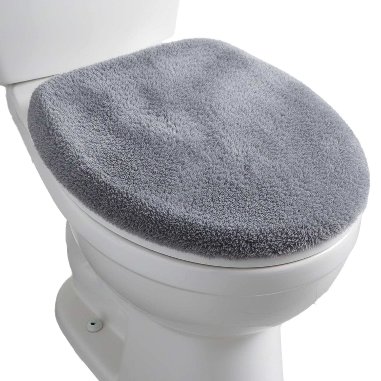 DOPENSPI Gray Microfiber Toilet Lid Cover, Non-Slip Soft Toilet Cover Adjustable Toilets Seat Covers Absorbent Machine Washable 