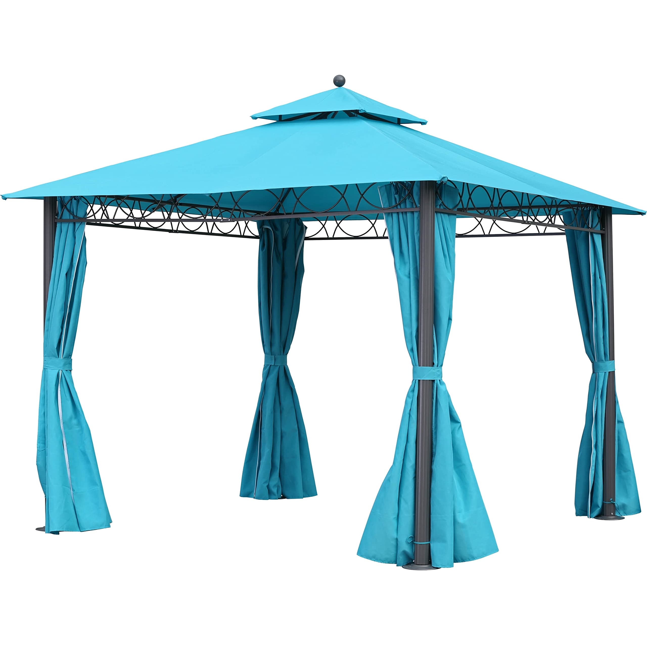 International Caravan Furniture Piece Square 10 Foot Double Vented Gazebo With Drapes