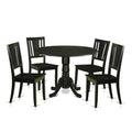 East West Furniture DLDU5-BLK-W 5 Piece Dining Table Set for 4 Includes a Round Kitchen Table with Dropleaf and 4 Dinette Chairs, 42x42 Inch, Black