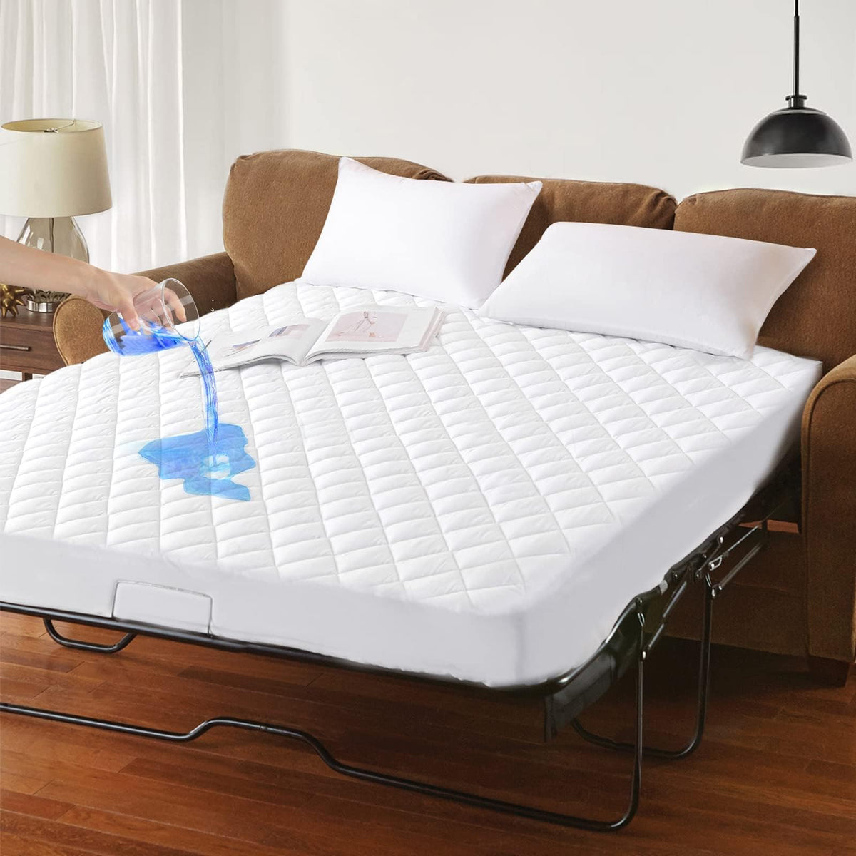 Grt Waterproof Sofa Bed Mattress Pad - 100% Waterproof Queen Sleeper Sofa Mattress Protector Quilted, Machine Washable Breathabl