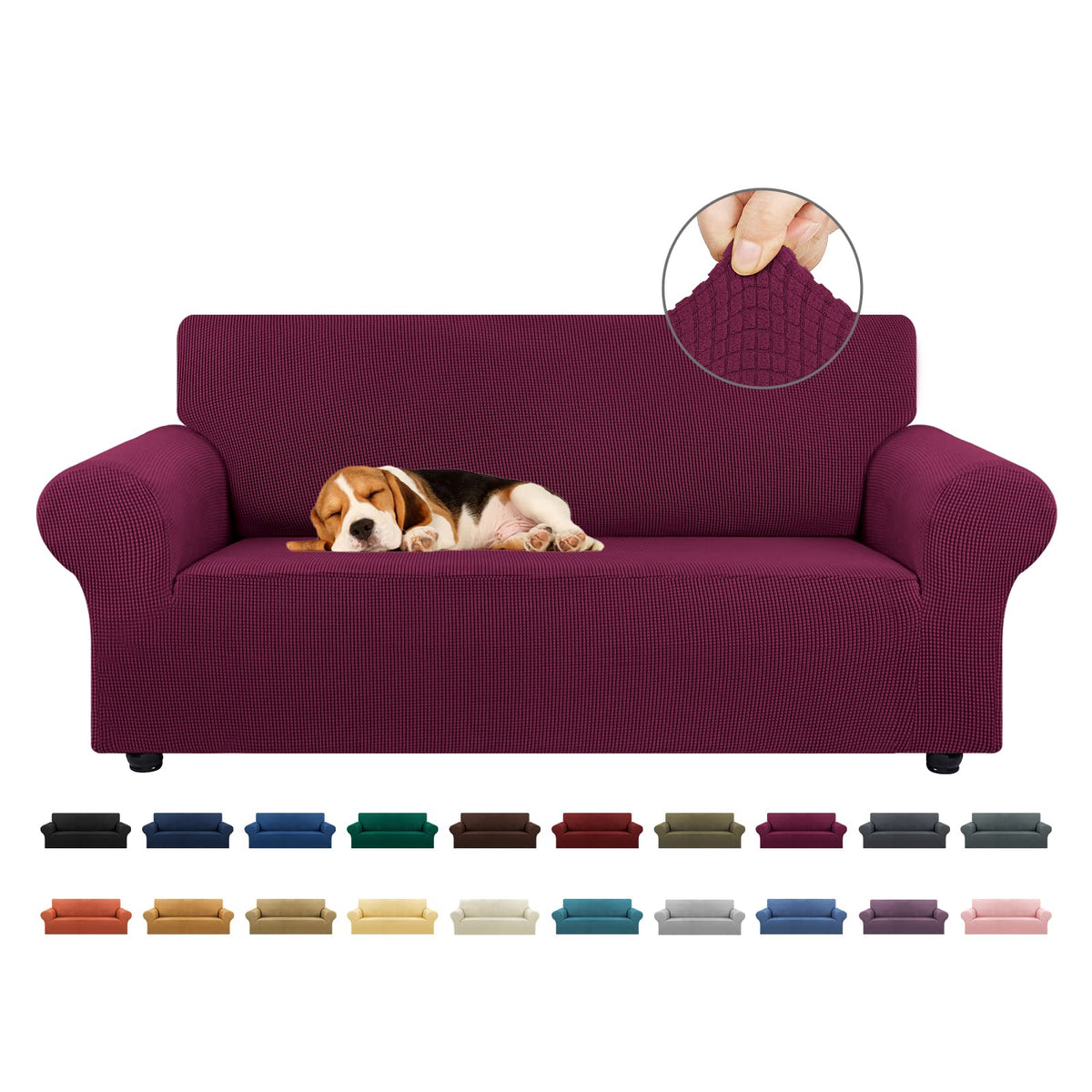 Kekuou Stretch Loveseat Sofa Cover Slipcover,Couch Covers For 2 Cushion Couch Sofa (55'-79') Furniture Protector Sofa With Ela