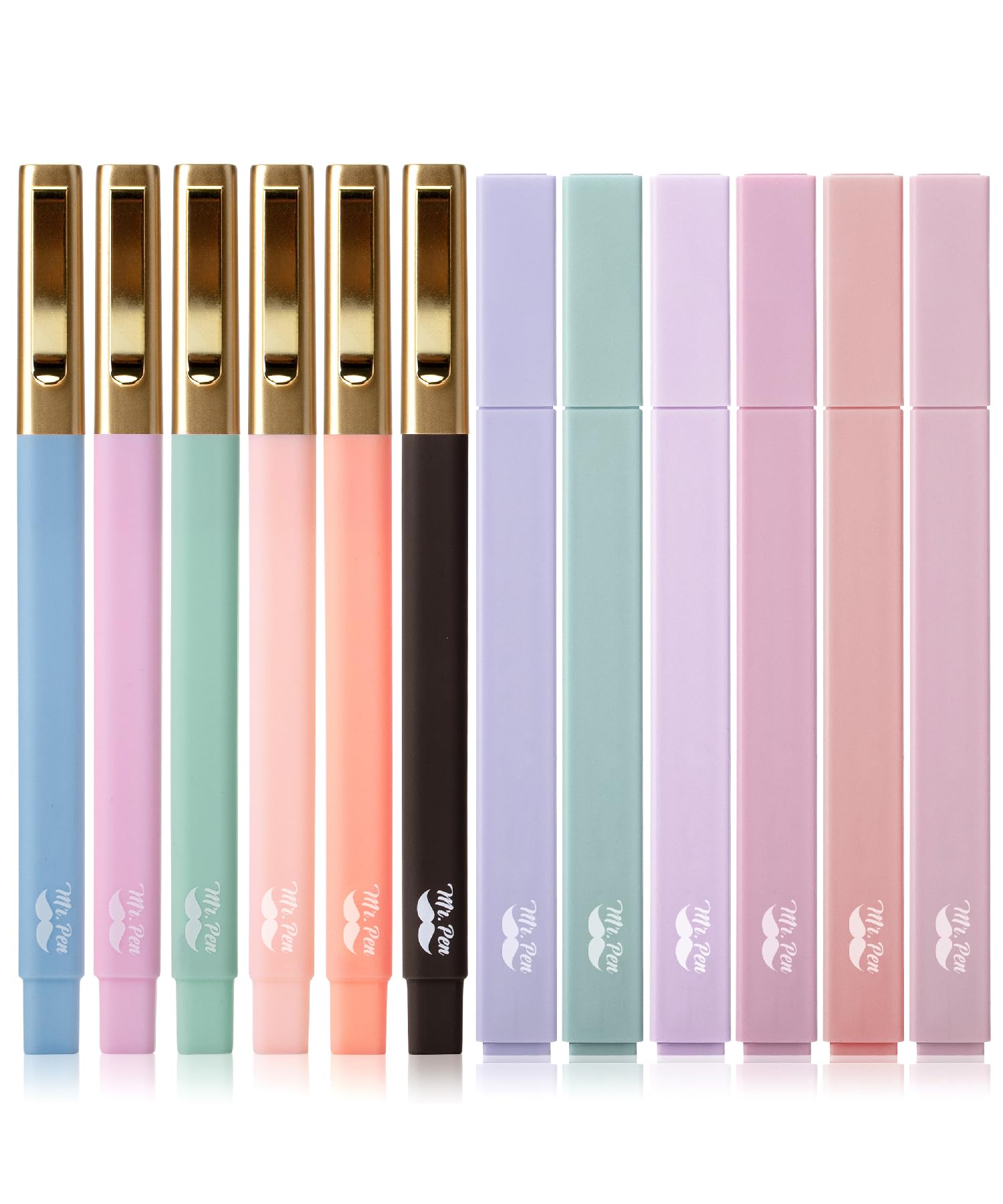 Mr. Pen- Aesthetic Highlighters And Pens No Bleed, 12 Pack, Morandi Color Bible Highlighters For Bibles, Bible Pens