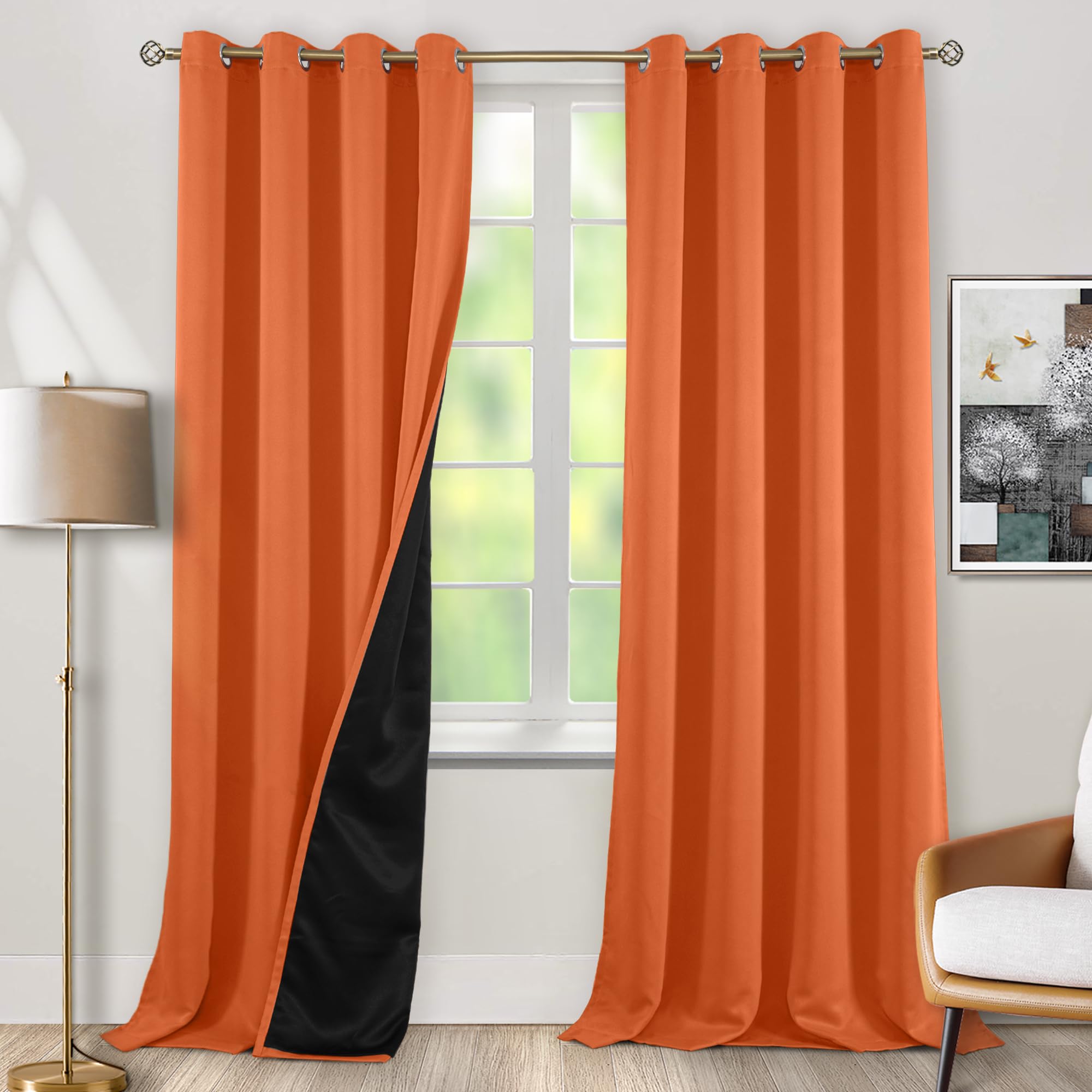 Bgment Thermal Insulated 100% Blackout Curtains 95 Inch Length 2 Panels, Total Light Blocking Curtains For Bedroom, Grommet Wind