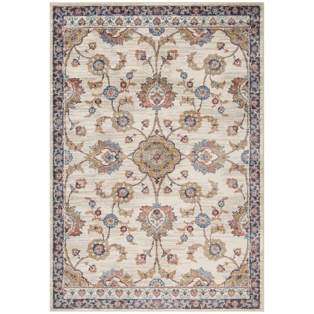 HomeRoots 532167 5 x 7 ft. Ivory Floral Traditional Power Loomed Rectangle Area Rug