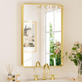 Keonjinn Gold Mirrors for Wall, 60    x 36    Large Brushed Brass Bathroom Mirrors for Over Sink, Rounded Rectangle Farmhouse Va