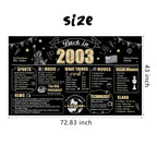 Eiurteao 21St Birthday Decorations Back In 2003 Banner Backdrop For Men Women, Black Gold Happy 21St Birthday Sign Poster Party