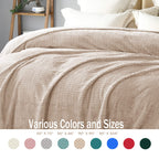 Exclusivo Mezcla Camel Fleece Twin Size Blanket For Bed, Super Soft Cozy Blankets With Decorative Wave Textured, Lightweight Plu