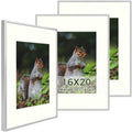 Golden State Art, 16x20 Aluminum Metal Frame with Ivory Mat for 11x14 Pictures, includes with Sawtooth Hangers and Spring Clips 