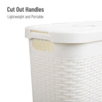 Mind Reader 40L Slim Laundry Hamper, Clothes Basket, Lid, Wicker Design, Plastic, 18''L X 10.4''W X 23.5''H, Set Of 2, White