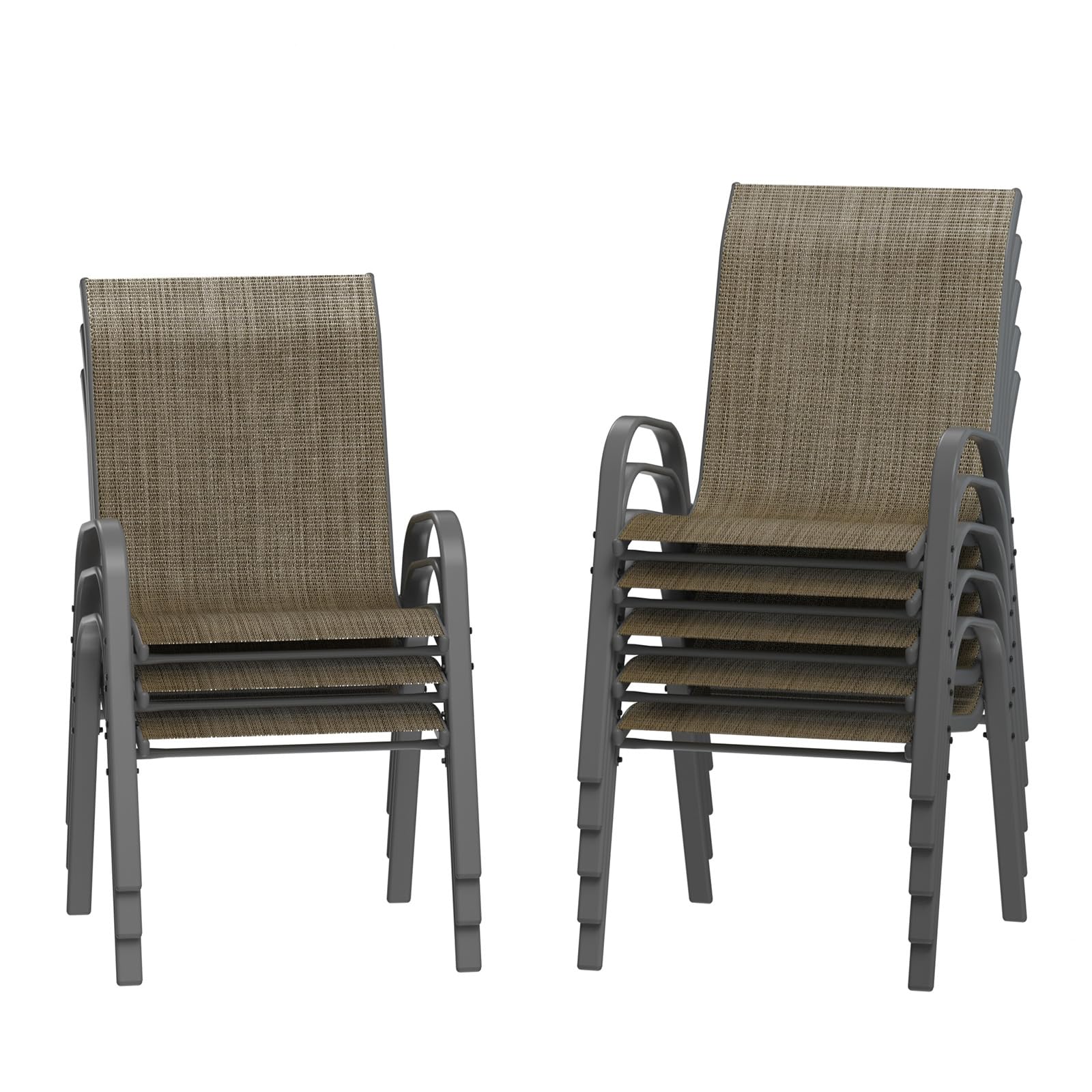 Amopatio Patio Chairs Set Of 8, Outdoor Stackable Dining Chairs For All Weather, Breathable Garden Outdoor Furniture For Backyar