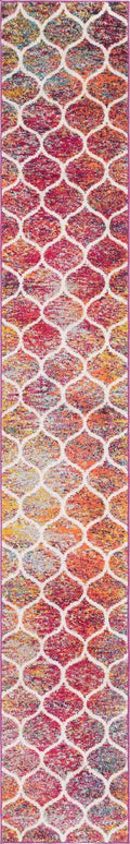 Unique Loom Trellis Frieze Collection Area Rug - Rounded (2' x 13' Runner, Multi/ Black)