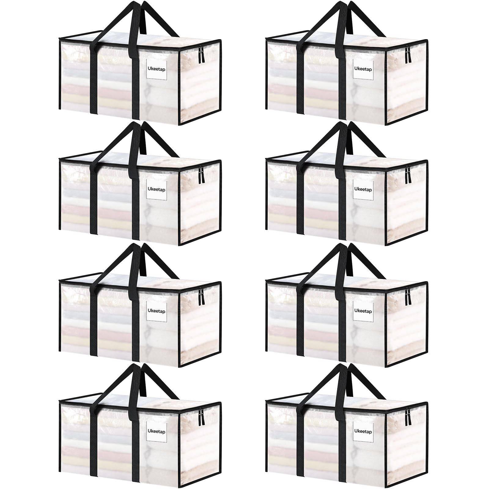 8 Pack Extra Large Heavy Duty Moving Bags, Clear Storage Bins with Lids, Reinforced Handles & Heavy-Duty Zippers Moving Boxes St