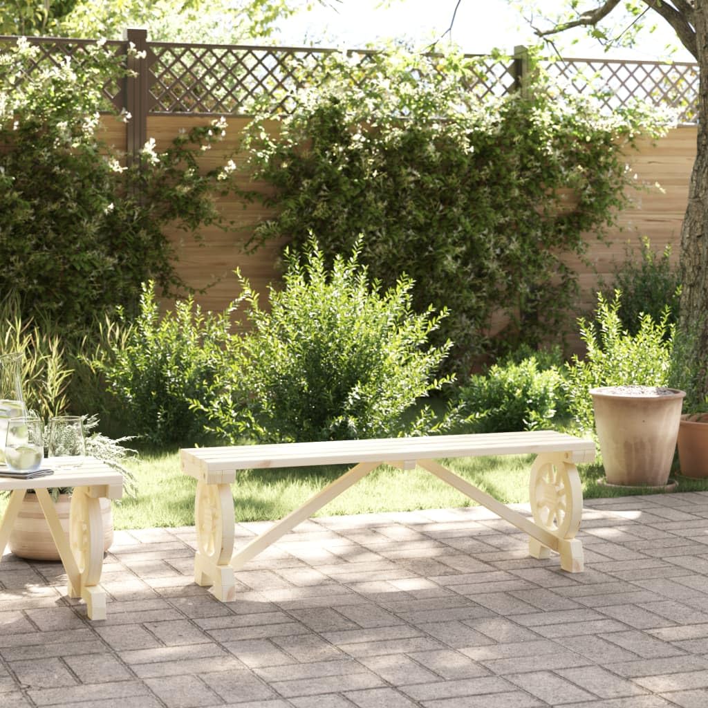 vidaXL Sturdy Fir Wood Patio Bench - Comfortable Outdoor Seating with Wagon Wheel Armrest Design, 242.5 lb Load, for Garden/Terrace