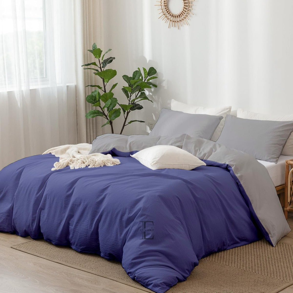 EDMUND  Brushed Microfiber Single Bed Reversible Duvet Cover Set/Comforter Cover/Rajai Cover/Blanket Cover (60x90) Inch Quilt