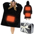 Glooglitter Heated Blanket Wearable Hoodie USB Oversized Heated Sweatshirt for Women with Giant Pocket 3 Heating Levels(Black,No
