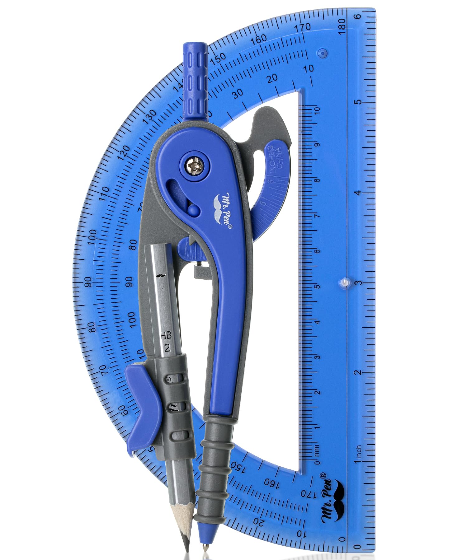 Mr. Pen- Compass And Protractor Set, Midnight Blue, Compass Geometry Tool, Protractor And Compass Set, Compass Drawing Tool, Dra