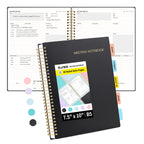 Sunee Meeting Notebook For Work With Sticky Tabs - 160 Pages, B5 Size Project Planner, Spiral Meeting Agenda/Minutes Notebook Or