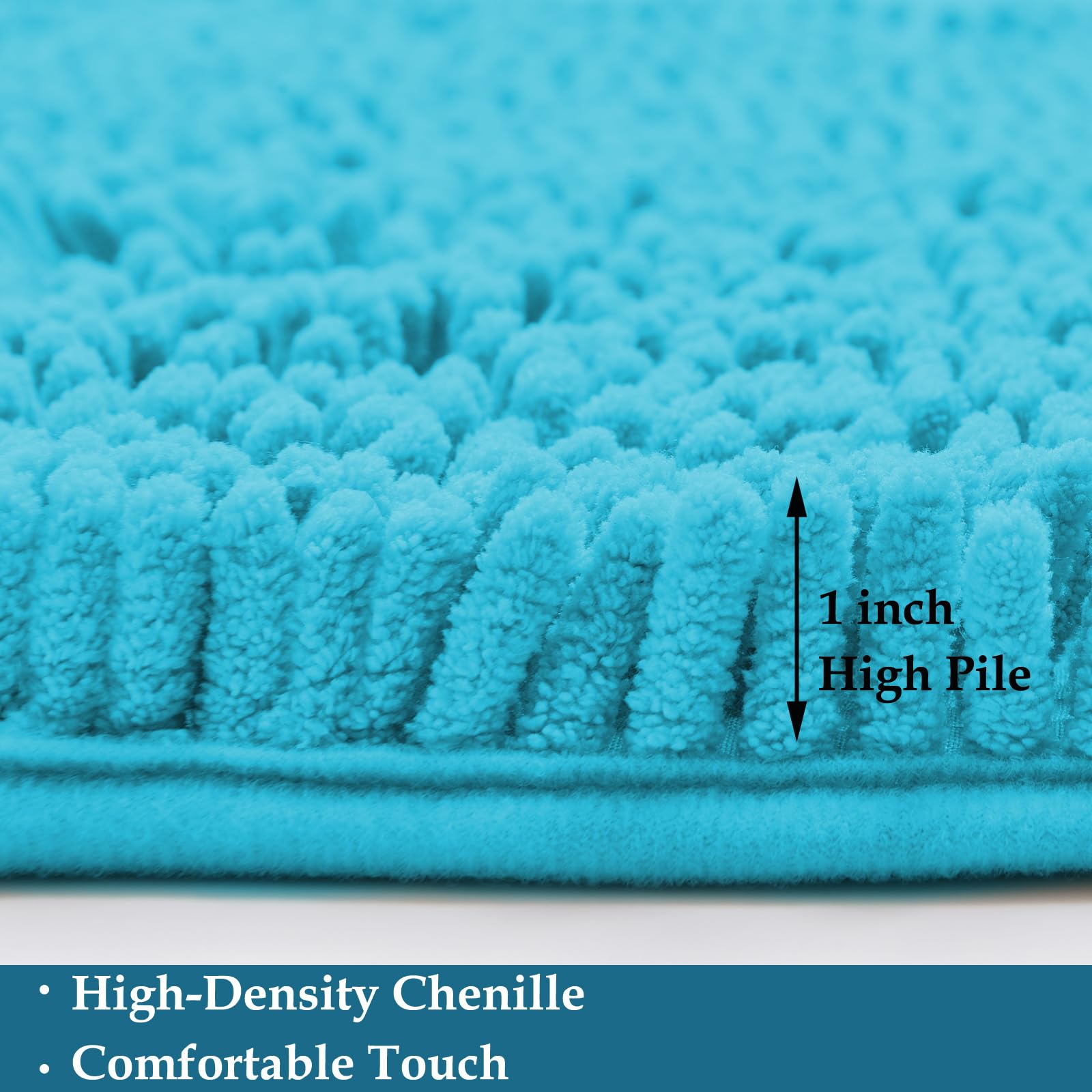 Teal Blue Bathroom Rugs Set 2 Piece Bathroom Set Bath Rugs Washable Bath Mats For Bathroom, Thick Soft Chenille Bathroom Rug Set