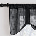 Home Queen Linen Look Tie Up Valance Curtain, Semi Sheer Balloon Valence for Home Decoration, Length Adjustable Drape for Living