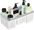 BYUNER Plastic Shower Caddy Dorm: Portable Shower Basket Tote with Handle, 4 Compartments, AllSide Drainage, Hard Bathroom & Cl