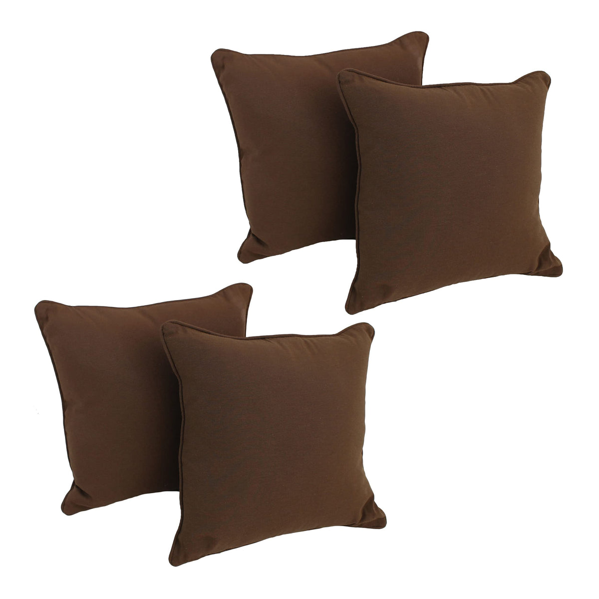 Blazing Needles Corded Twill Square Throw Pillow, 18&Quot;, Chocolate 4 Count