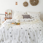 Yuheguoji Polka Dots Duvet Cover King 100% Cotton Neutral Grey Circle Patterned Duvet Cover 3 Pcs Set 1 Black White Geometric Du