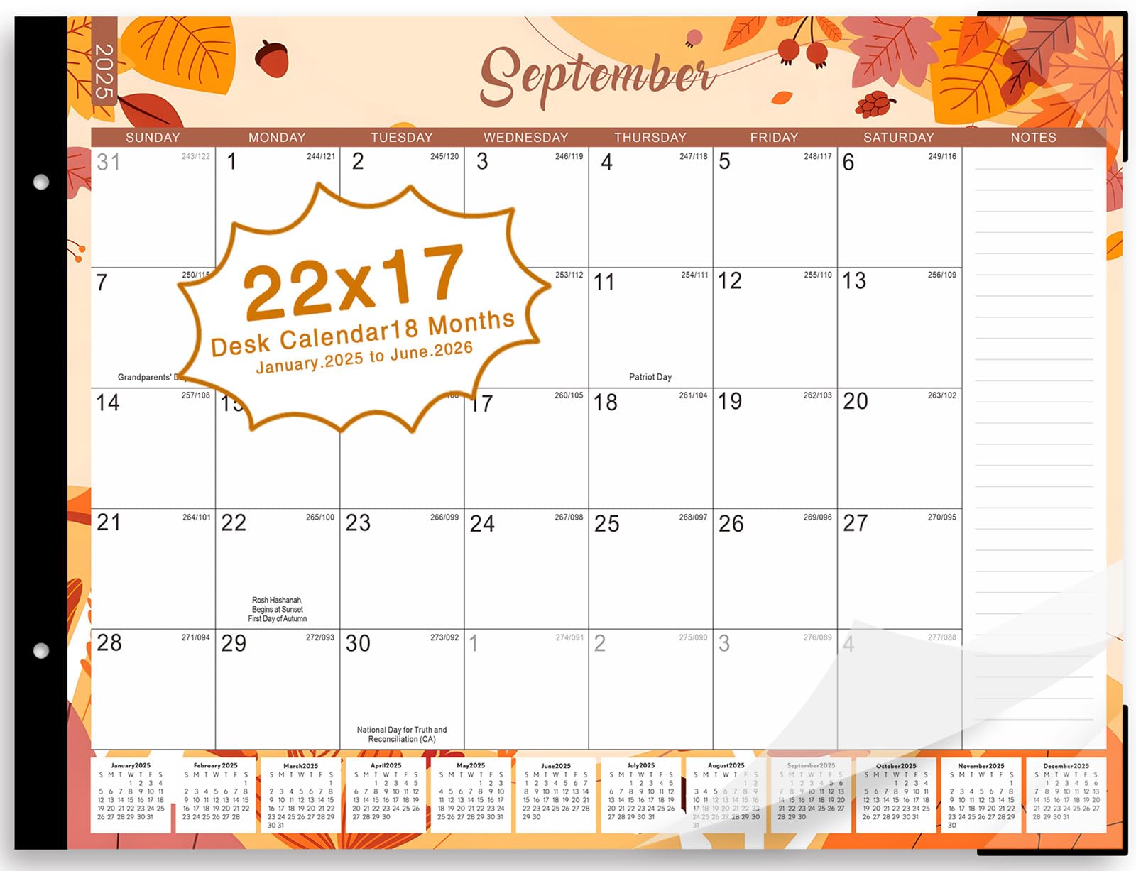 Rehousing Desk Calendar 2025-2026 - 18 Month Large Calendar July 2025 - Dec 2026, 22 ' X 17 ' Large Desktop Calendar For Plann