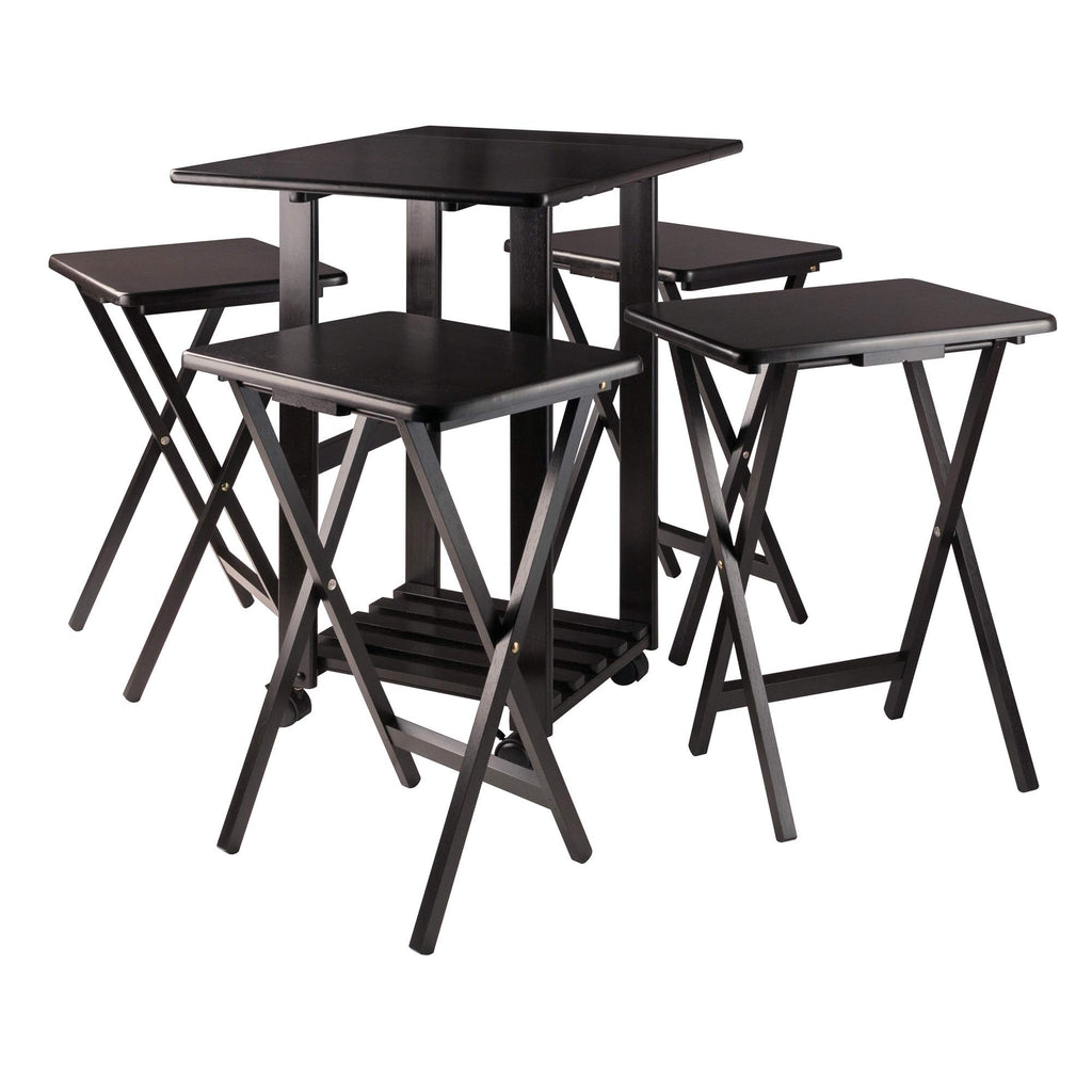 Ergode Wood Sophia 5-Piece Snack Table Set | Compact & Stylish Solution for Daily Use, Entertaining, and Extra Table Space