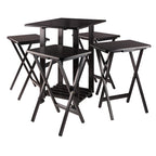Ergode Wood Sophia 5-Piece Snack Table Set | Compact & Stylish Solution for Daily Use, Entertaining, and Extra Table Space