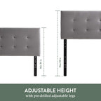 Edenbrook Hawthorne Faux Leather Headboard - Modern -Adjustable Height - Buttonless Tufting, Full/Full Xl, Brown