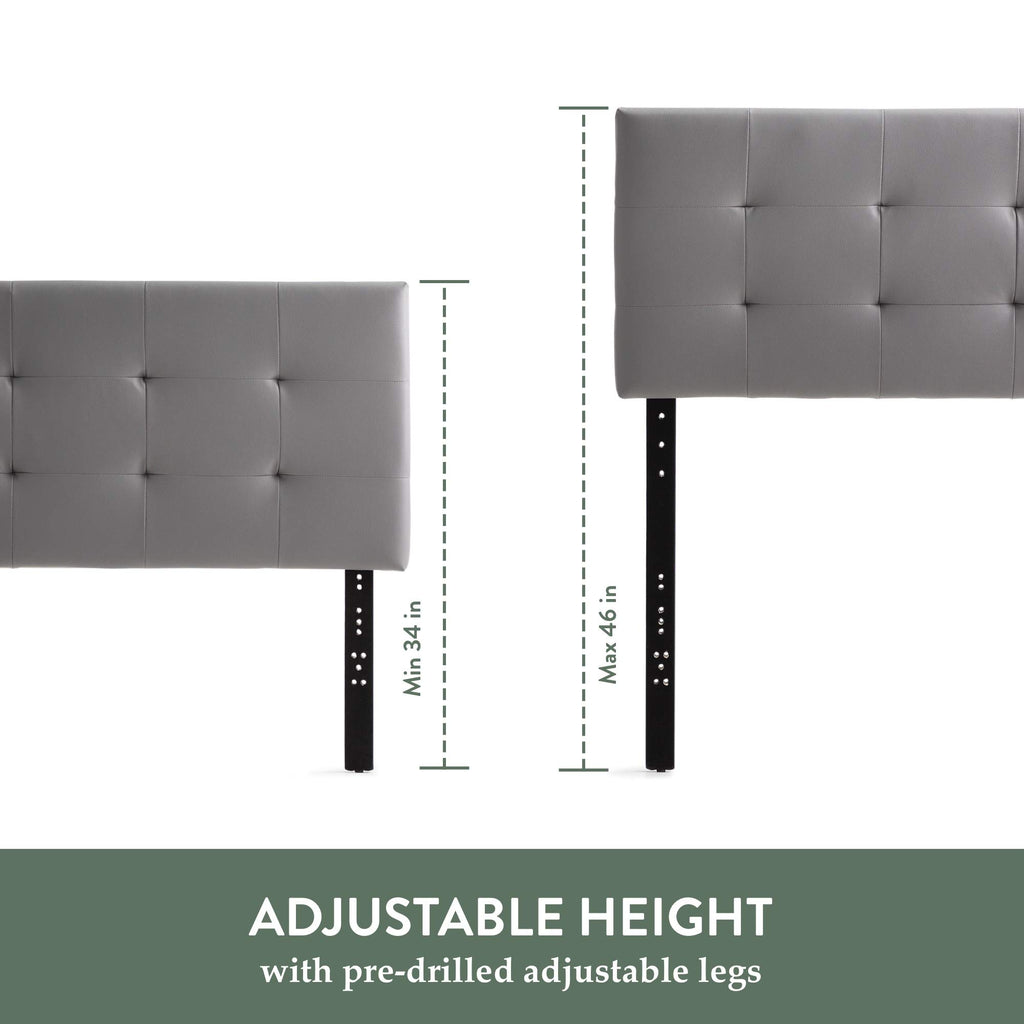 Edenbrook Hawthorne Faux Leather Headboard - Modern -Adjustable Height - Buttonless Tufting, King/Cal King, White