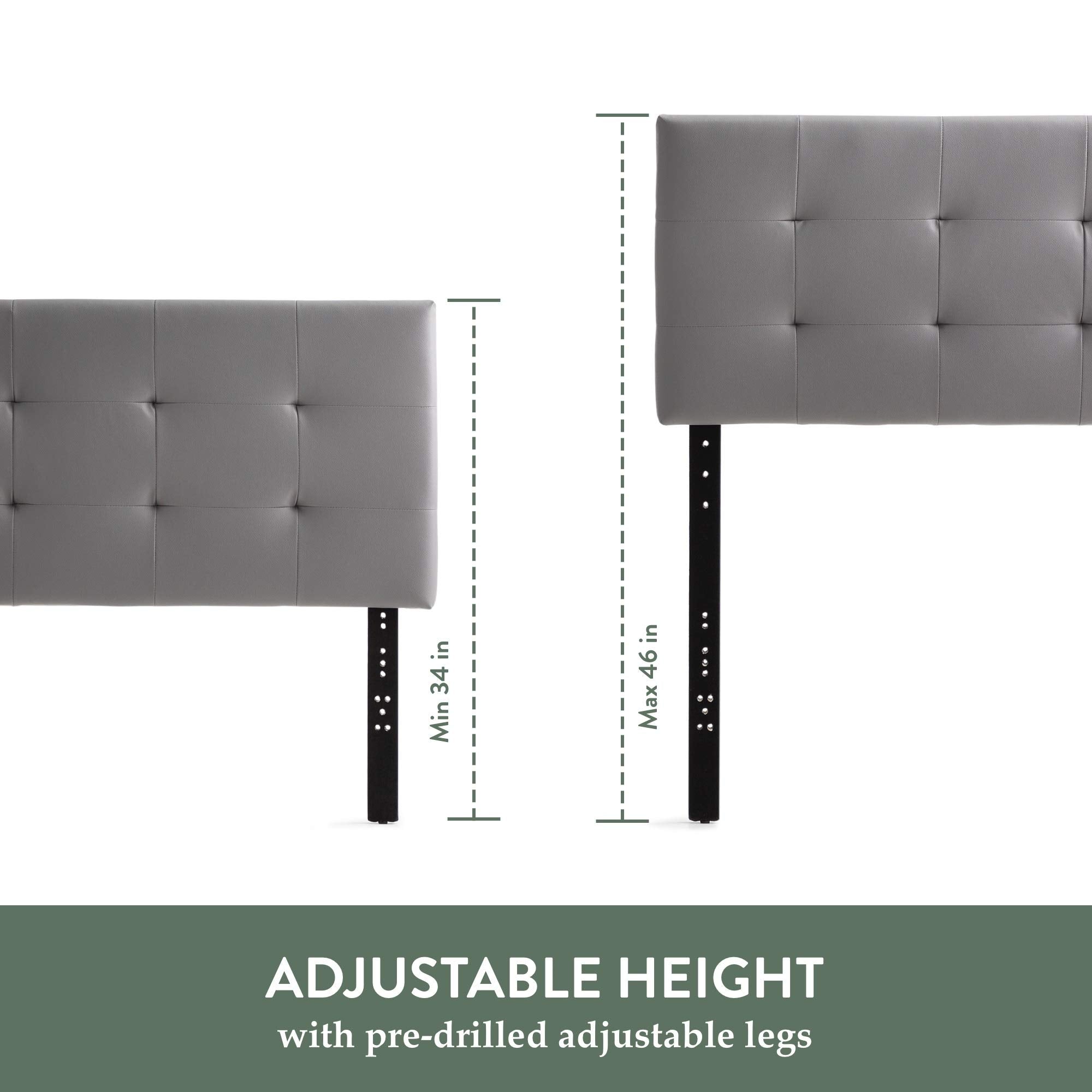 Edenbrook Hawthorne Faux Leather Headboard - Modern -Adjustable Height - Buttonless Tufting, King/Cal King, White