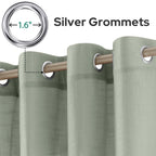 Homeideas Sage Green Linen Sheer Curtains 63 Inches Long 2 Panels Textured Semi Sheer Curtains Farmhouse Curtains Sheer Privacy
