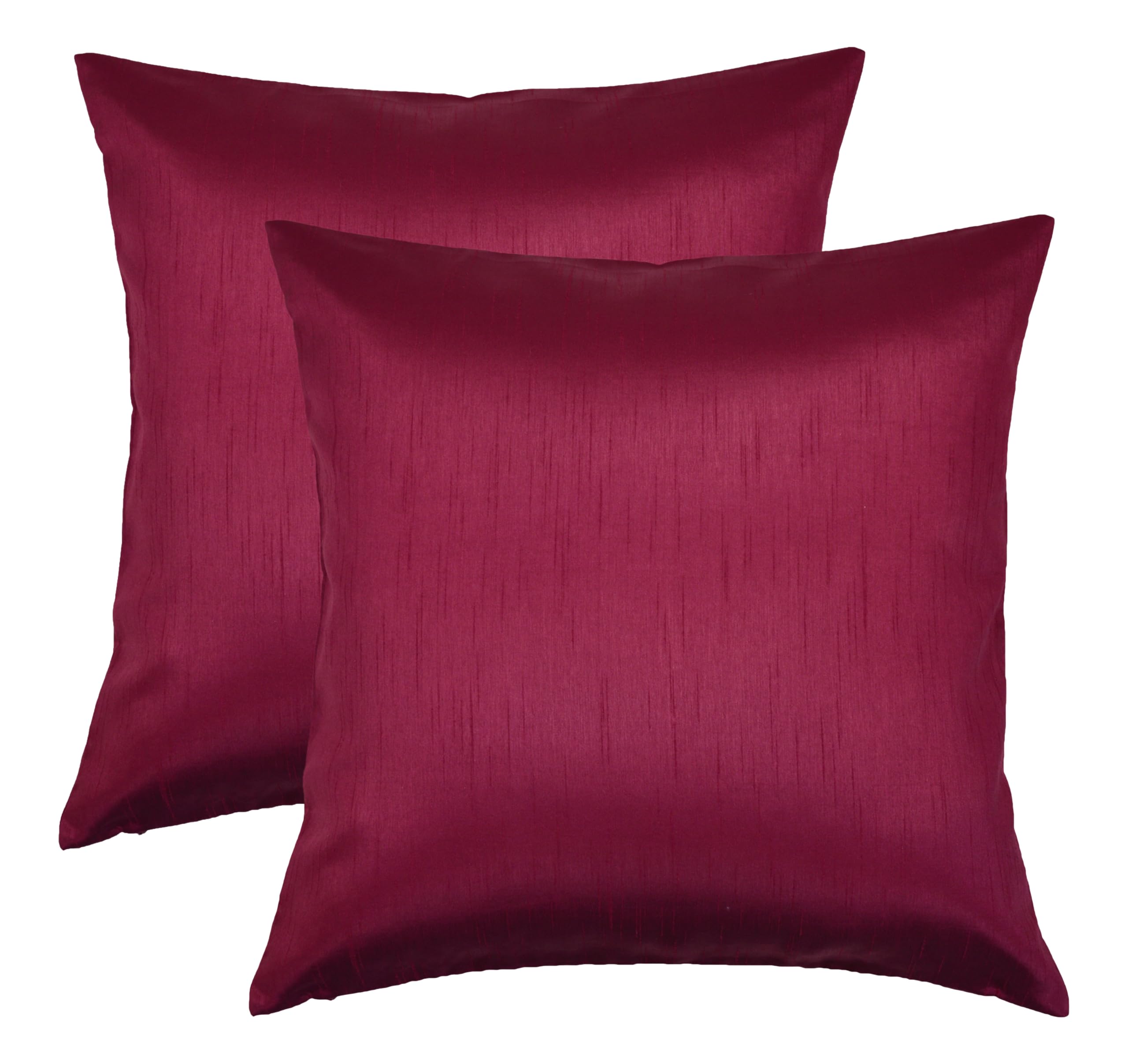 Aiking Home 24X24 Inches Faux Silk Square European Shams, Zipper Closure, Burgundy (Set Of 2)