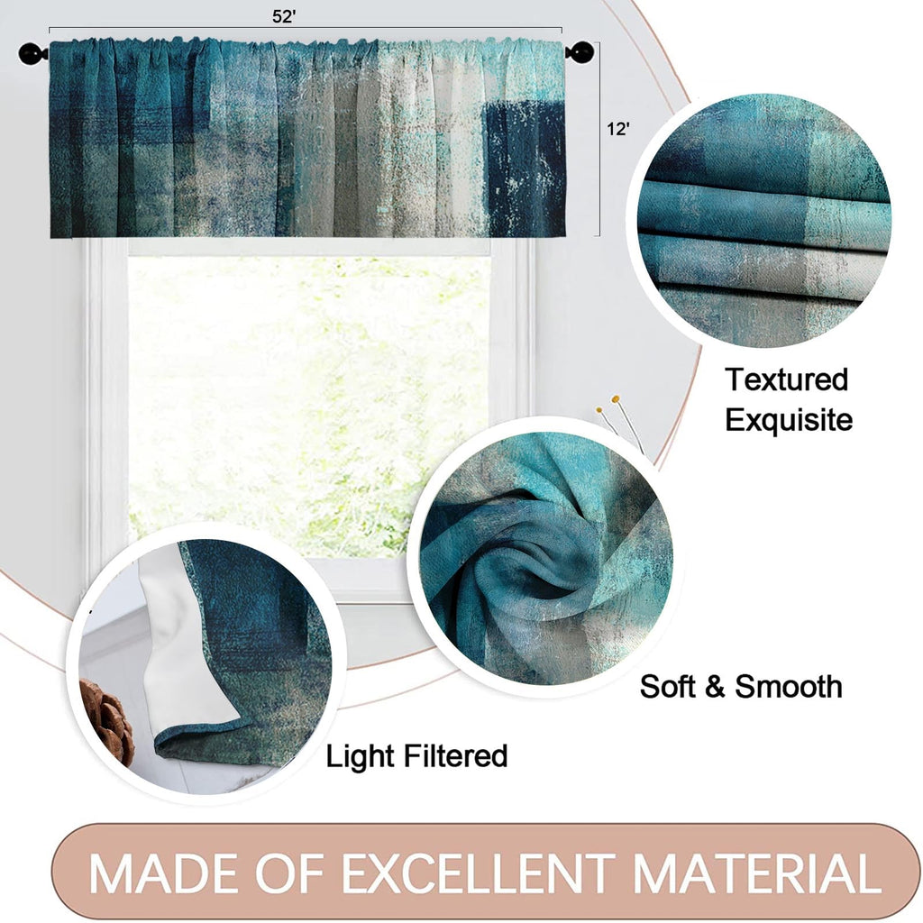 Emvency 2 Pack Valances Window Treatments Turquoise Abstract Modern Art Blackout Drapes Adjustable Curtain Valances For Windows