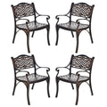Giantex 4 Pieces Patio Chairs, Cast Aluminum Bistro Chairs With Armrest, All-Weather Patio Dining Chair With Adjustable Feet, Outdoor Armchairs For Garden Deck Backyard Poolside (2)