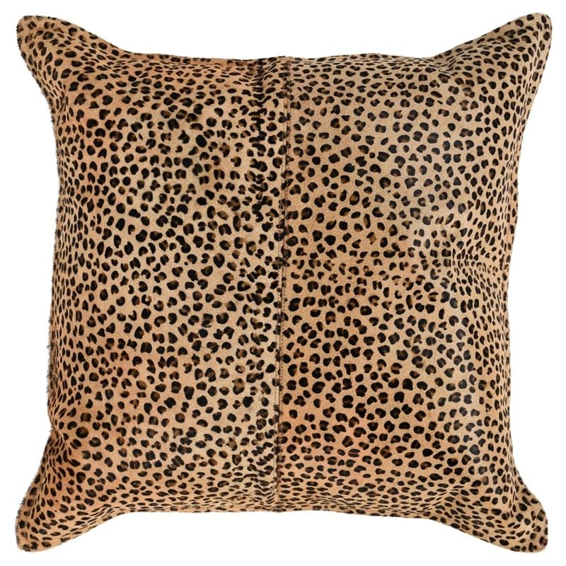 Kosas Home Leopard 20X20 Transitional Leather Throw Pillow In Black/Camel