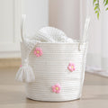Cotton Rope Woven Basket with 3D Flower for Baby Shower Bedroom Living Room