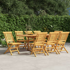 vidaXL Folding Patio Chairs - Set of 8 - Solid Teak Wood - Outdoor Seating for Garden/Patio/Deck - Brown - Supportive Backrest - Slatted Design - 18.5"x24.8"x35.4"