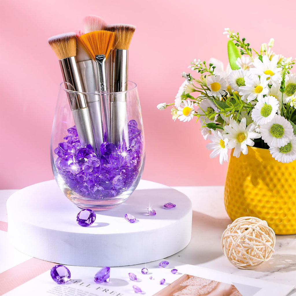 Hicarer 800 Pieces Diamond Decorations Acrylic Diamond Table Scatter Crystals For Table For Vase Fillers Party Table (Purple,20M