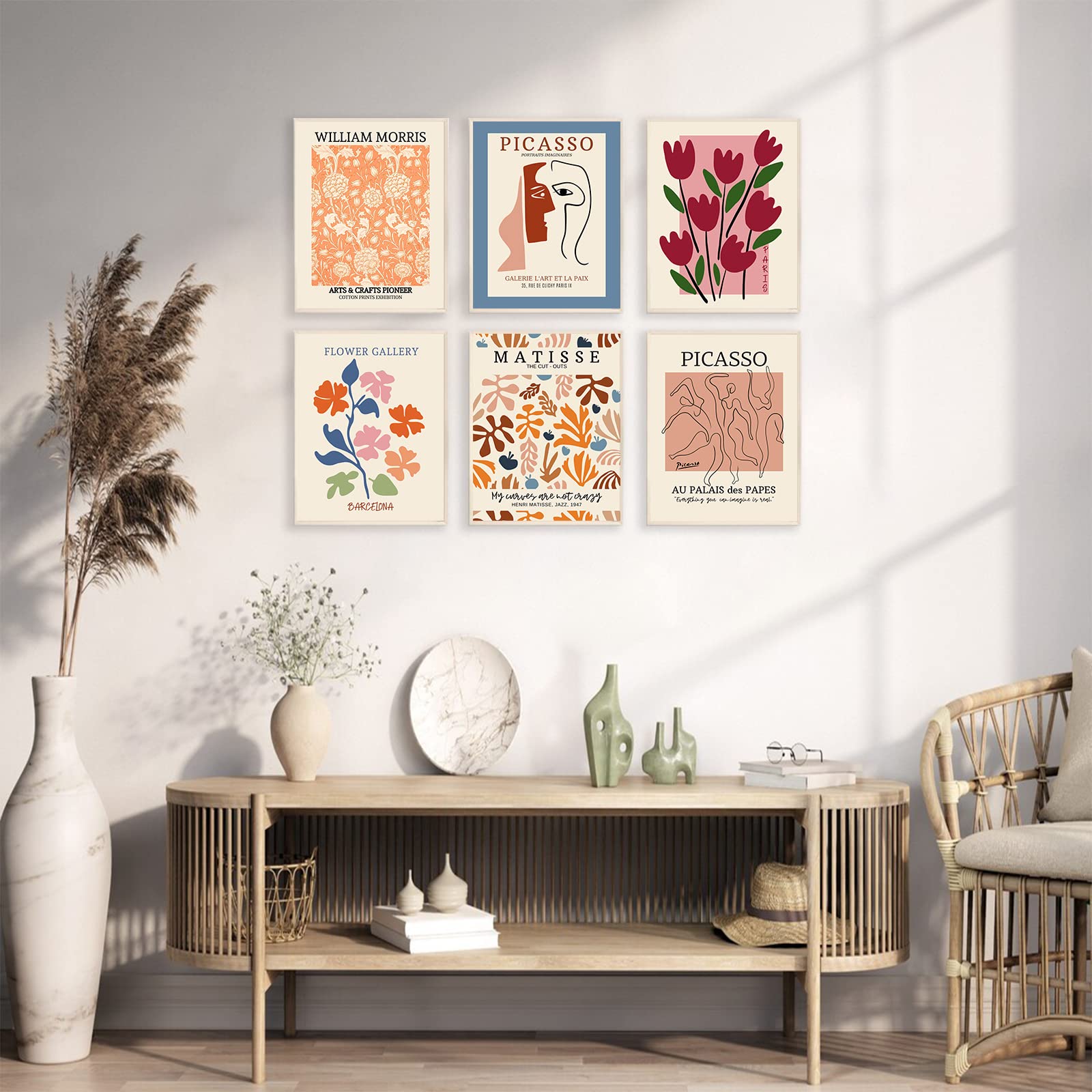 KBKBART Flower Market Posters Set of 6, Vintage Abstract Wall Art Prints, 8x10inch Unframed Boho Decor