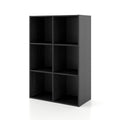 Homes: Inside + Out Apexa 6 Cube Storage Organizer Shelves, Stackable Wood Bookcase Fits Cubby Bins For Organization, Dorm Teen Room Decor & Home Office, Black